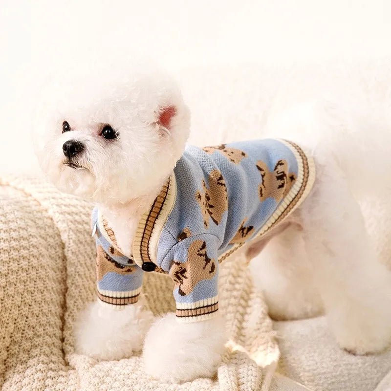 Luxury Pet Striped Cardigan Sweater - Warm and Stylish! - PetLiveliest - PetLiveliest - 寵物裝備 - 毛衣 - 狗衣服