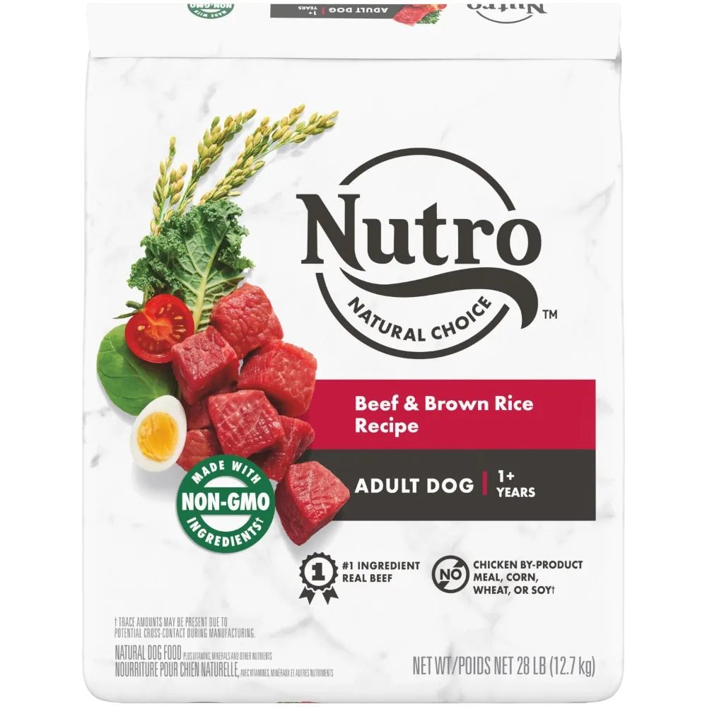 Nutro Natural Choice Adult Beef &amp; Brown Rice Recipe Dry Dog Food, 28 - lb bag - PetLiveliest - PetLiveliest