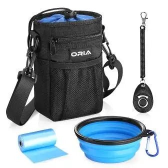 ORIA Outdoor Pet Dog Carrier Bag M Blue Backpack Adjustable Strap Durable Multiple Pouches Waste Bag Dispenser Waterproof PetLiveliest