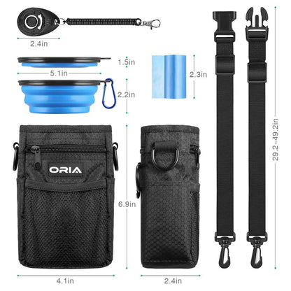 ORIA Outdoor Pet Dog Carrier Bag Backpack Adjustable Strap Durable Multiple Pouches Waste Bag Dispenser Waterproof PetLiveliest