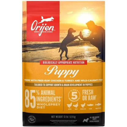 ORIJEN Puppy Dry Dog Food, Grain Free Dry Dog Food for Puppies, Fresh or Raw Ingredients, 13lb 208 Ounce Pack of 1 Puppy United States Dry Food Grain Free Nutrient-Rich Protein-Powered Puppy Food Raw Ingredients ORIJEN