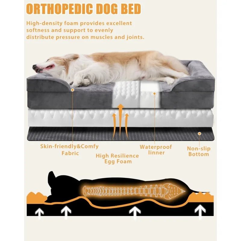 Orthotic Large Dog Bed | Waterproof, Washable Sofa Bed with Non - Slip Bottom - PetLiveliest - PetLiveliest