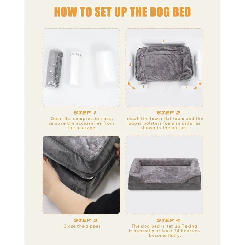 Orthotic Dog Bed Waterproof Non - slip Bottom Oversized Dog Sofa Bed Washable Removable Cover - PetLiveliest - PetLiveliest - Large - Non - slip - Orthopedic