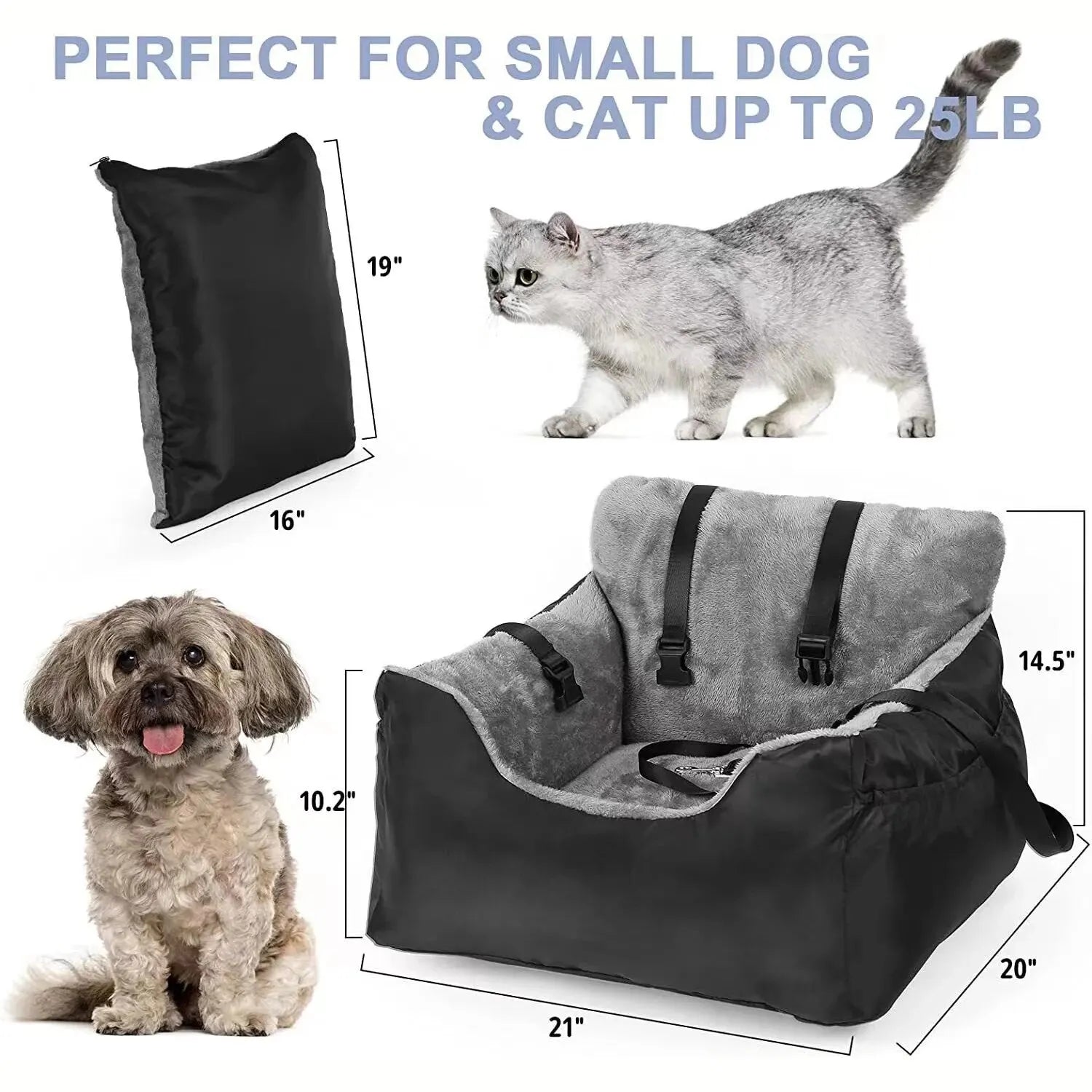 Pet Car Seat for Large Medium Dogs Washable Detachable Dog Bed for Car Back Seat - PetLiveliest - PetLiveliest - Large Dogs - Medium Dogs - Oxford Fabric