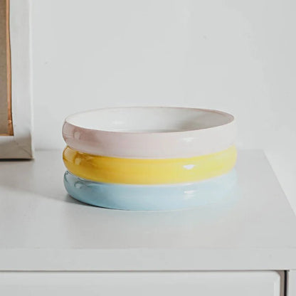 Pet Ceramic Bowl Set - Elevated Feeding Bowls rainbow 2 Bowls 宠物碗 宠物饲料器具 小型狗 小型猫 陶瓷碗 PetLiveliest