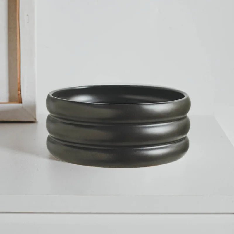 Pet Ceramic Bowl Set - Elevated Feeding Bowls black 2 Bowls 宠物碗 宠物饲料器具 小型狗 小型猫 陶瓷碗 PetLiveliest