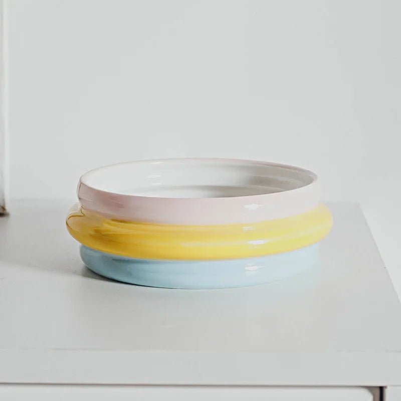 Pet Ceramic Bowl Set - Elevated Feeding Bowls rainbow 1 Bowls 宠物碗 宠物饲料器具 小型狗 小型猫 陶瓷碗 PetLiveliest