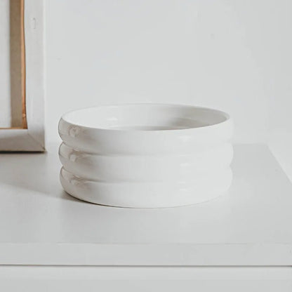 Pet Ceramic Bowl Set - Elevated Feeding Bowls white 2 Bowls 宠物碗 宠物饲料器具 小型狗 小型猫 陶瓷碗 PetLiveliest