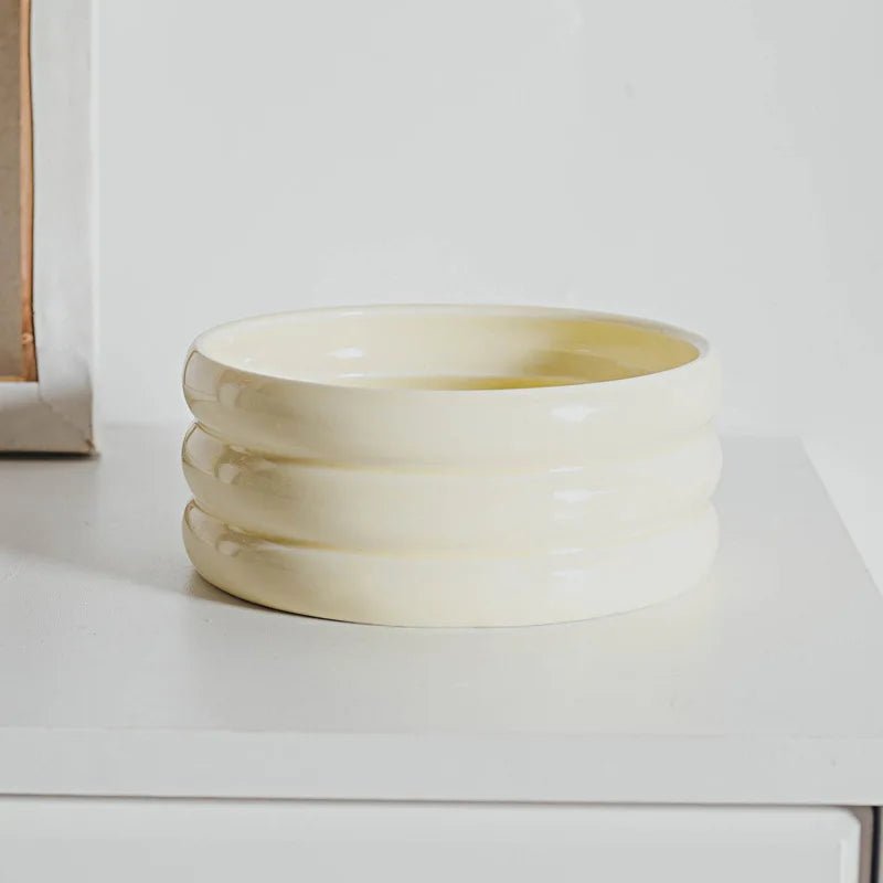 Pet Ceramic Bowl Set - Elevated Feeding Bowls yellow 2 Bowls 宠物碗 宠物饲料器具 小型狗 小型猫 陶瓷碗 PetLiveliest