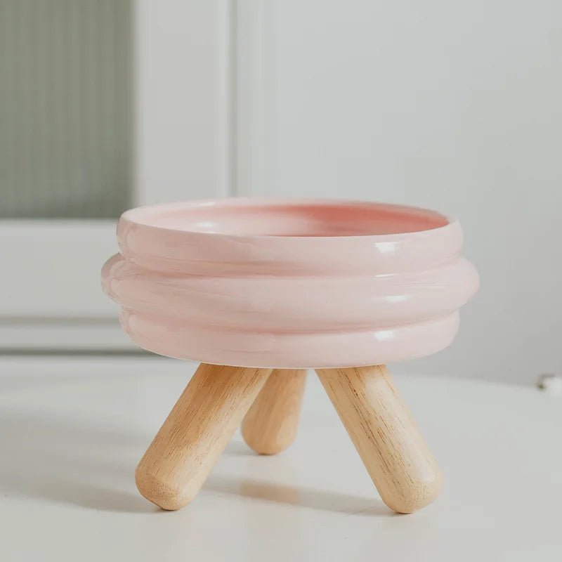 Pet Ceramic Bowl Set - Elevated Feeding Bowls pink 1 with stand Bowls 宠物碗 宠物饲料器具 小型狗 小型猫 陶瓷碗 PetLiveliest