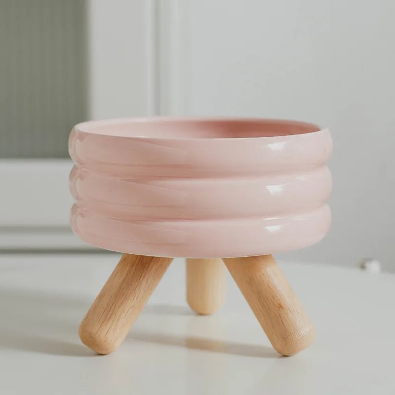 Pet Ceramic Bowl Set - Elevated Feeding Bowls pink 2 with stand Bowls 宠物碗 宠物饲料器具 小型狗 小型猫 陶瓷碗 PetLiveliest