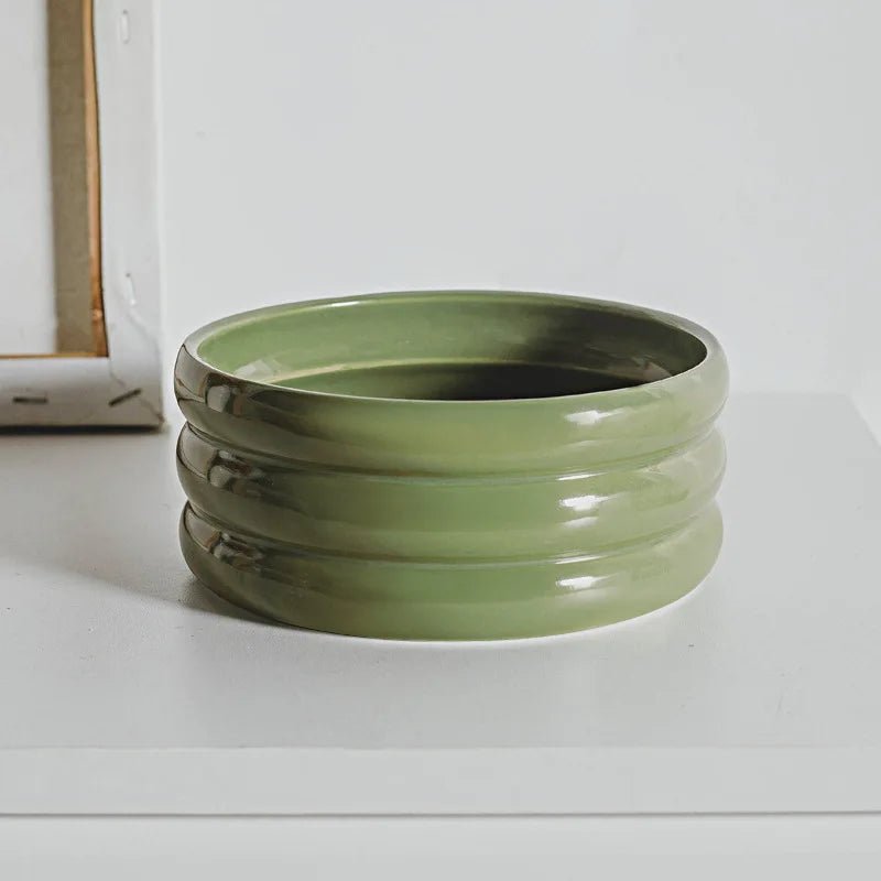 Pet Ceramic Bowl Set - Elevated Feeding Bowls green 2 Bowls 宠物碗 宠物饲料器具 小型狗 小型猫 陶瓷碗 PetLiveliest