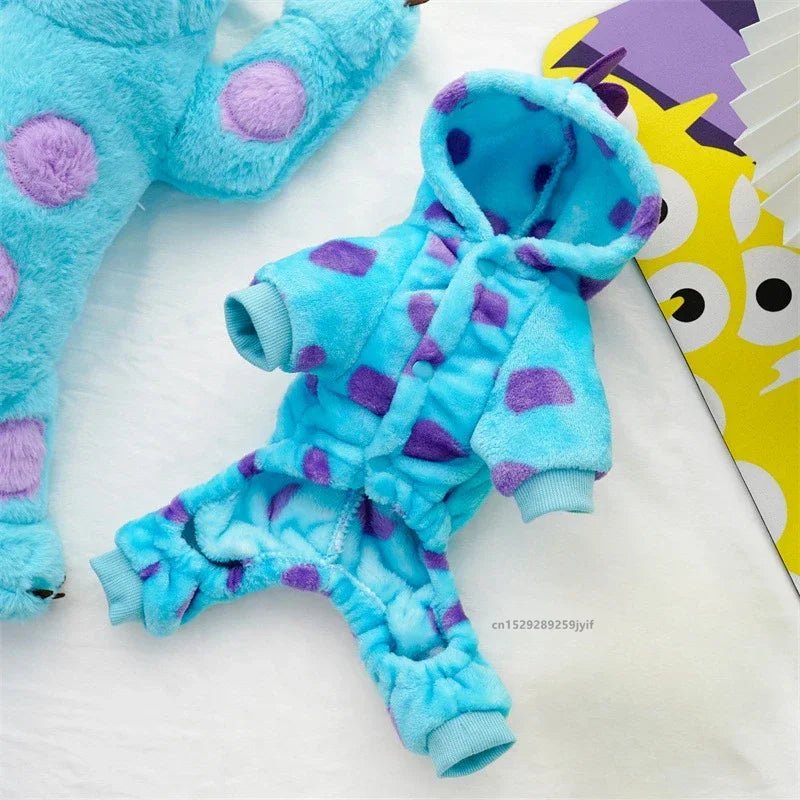 Pet Clothing Dog Cat Autumn and Winter Thickened Warm Blue Dinosaur Hooded Coat - PetLiveliest - PetLiveliest - 恐龙 - 暖和 - 秋冬