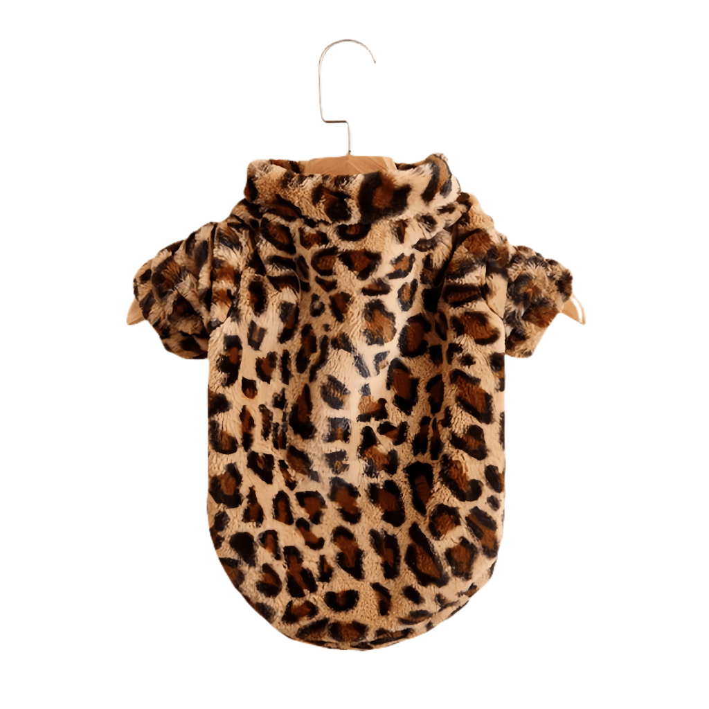 Pet Plush Leopard Dog Jacket Coat - PetLiveliest - PetLiveliest - 冬季 - 暖和 - 法国斗牛犬