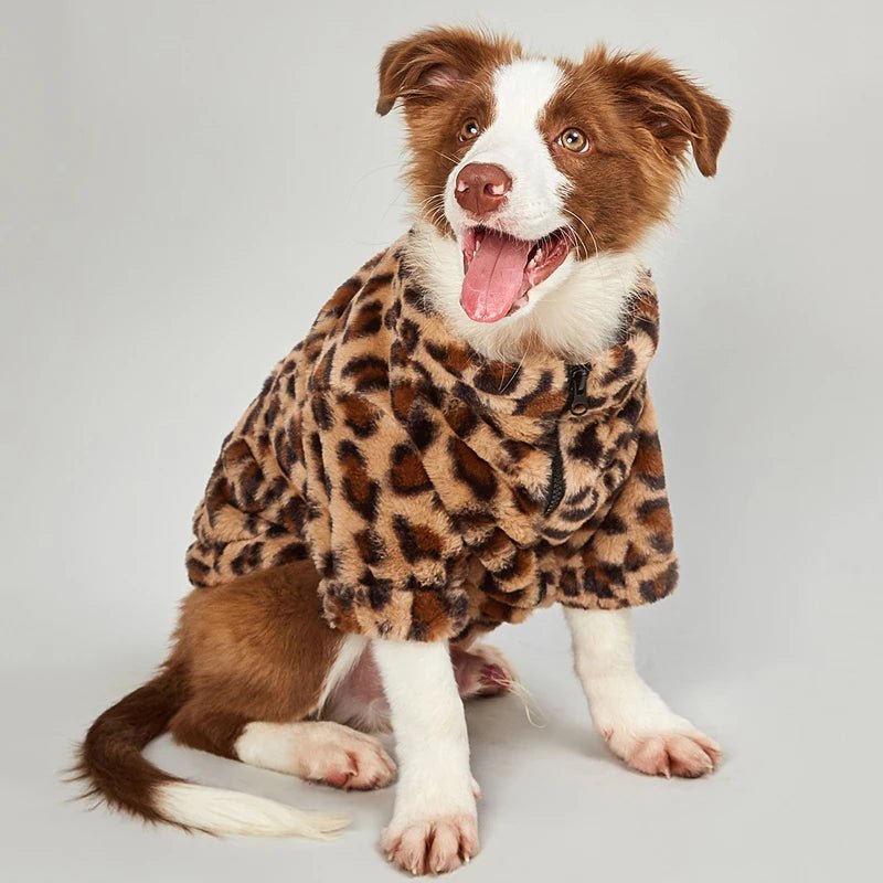 Pet Plush Leopard Dog Jacket Coat - PetLiveliest - PetLiveliest