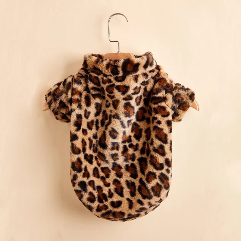 Pet Plush Leopard Dog Jacket Coat - PetLiveliest - PetLiveliest - 冬季 - 暖和 - 法国斗牛犬