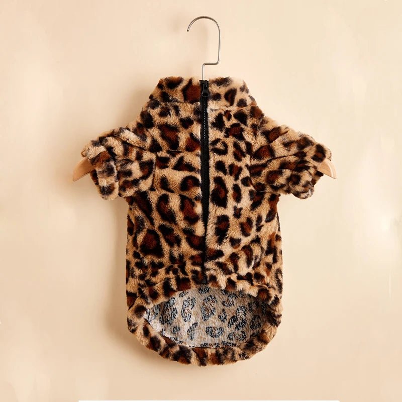 Pet Plush Leopard Dog Jacket Coat - PetLiveliest - PetLiveliest - 冬季 - 暖和 - 法国斗牛犬