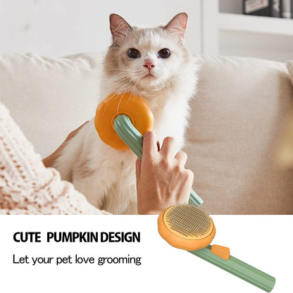 Pet Pumpkin Brush, Self-Cleaning Slicker Brush Hair Removal & Lint Rollers ABS材質 不易刮傷 寵物美容刷 秋季寵物梳理 自清潔專業寵物梳 PetLiveliest