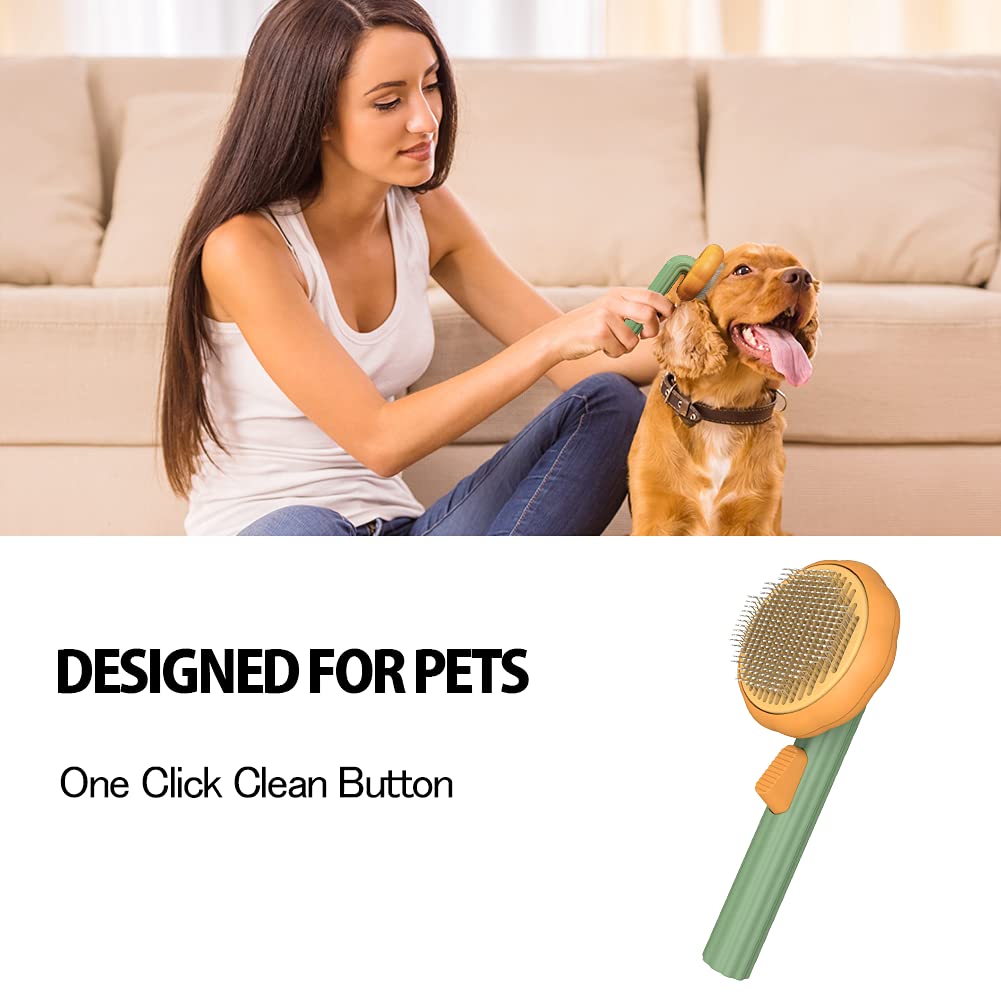 Pet Pumpkin Brush, Self-Cleaning Slicker Brush Hair Removal & Lint Rollers ABS材質 不易刮傷 寵物美容刷 秋季寵物梳理 自清潔專業寵物梳 PetLiveliest