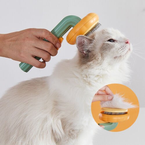 Pet Pumpkin Brush, Self-Cleaning Slicker Brush Pumpkin Hair Removal & Lint Rollers ABS材質 不易刮傷 寵物美容刷 秋季寵物梳理 自清潔專業寵物梳 PetLiveliest