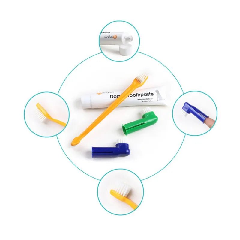 Pet Toothbrush Set for Cats and Dogs Brushes & Combs Dog Toothpaste Oral Cleaning Pet Cleaning Pet Toothbrush Set Vanilla Beef Flavor PetLiveliest