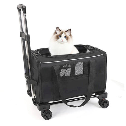 Pet Trolley Bag Detachable Rolling Carrier with Telescopic Handle and Shoulder Strap - PetLiveliest - PetLiveliest - Detachable - Portable - Rolling