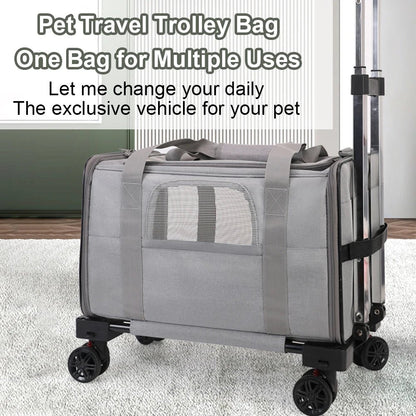 Pet Trolley Bag Detachable Rolling Carrier with Telescopic Handle and Shoulder Strap - PetLiveliest - PetLiveliest - Detachable - Portable - Rolling