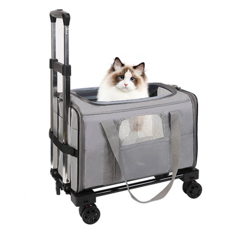 Pet Trolley Bag Detachable Rolling Carrier with Telescopic Handle and Shoulder Strap - PetLiveliest - PetLiveliest - Detachable - Portable - Rolling