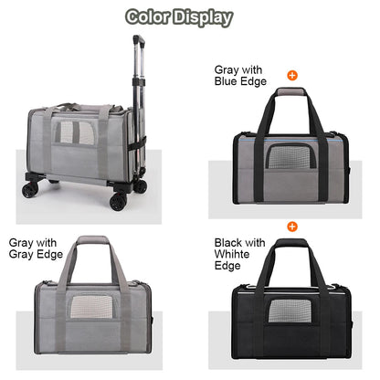 Pet Trolley Bag Detachable Rolling Carrier with Telescopic Handle and Shoulder Strap - PetLiveliest - PetLiveliest - Detachable - Portable - Rolling