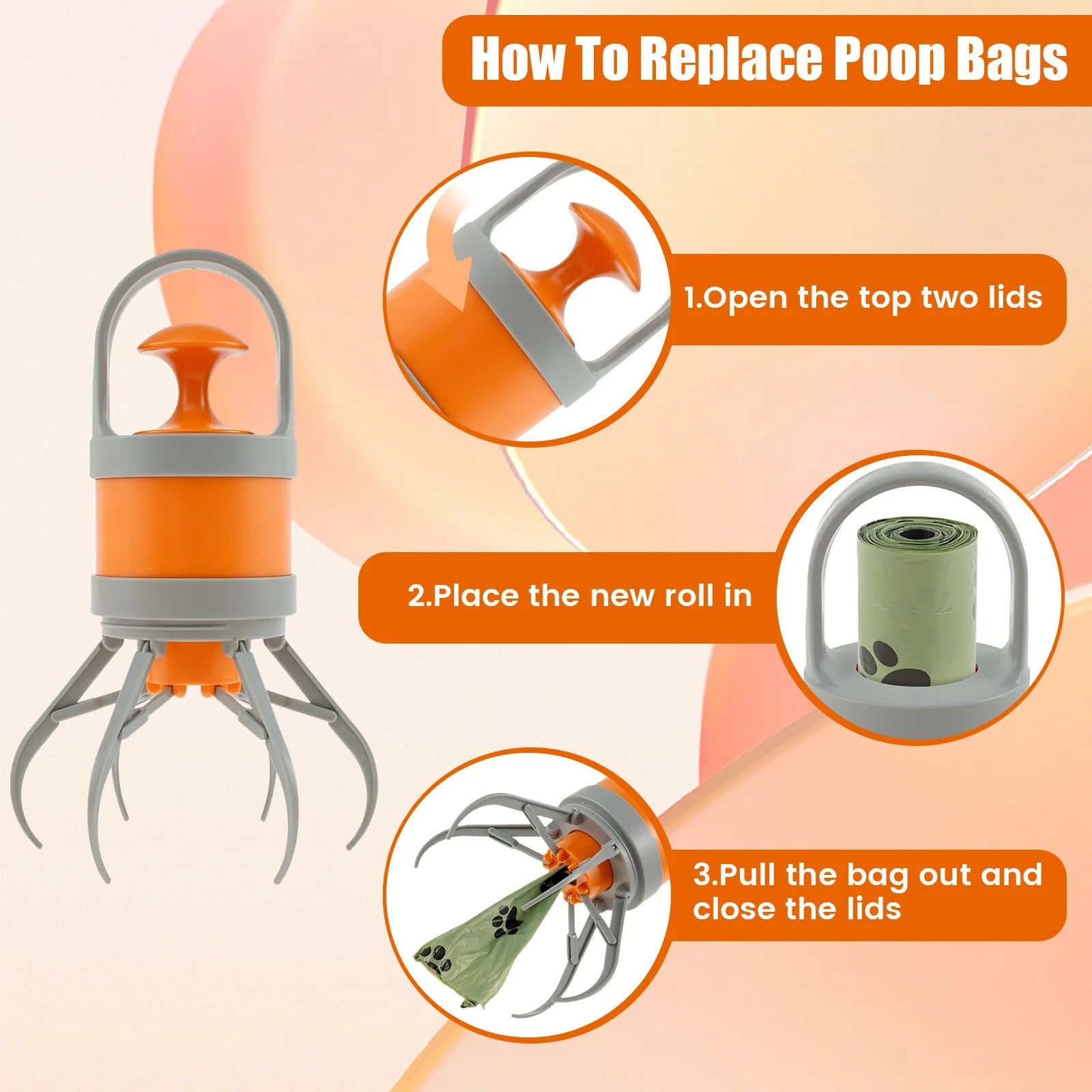 Portable Dog Pooper Scooper with Built-In Poop Bag Pooper Scooper Dog Poop Scooper Octopus Shape Design Pet Owner Portable Waste Picker PetLiveliest