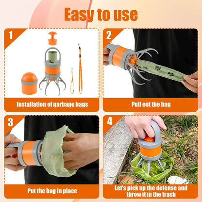 Portable Dog Pooper Scooper with Built-In Poop Bag Pooper Scooper Dog Poop Scooper Octopus Shape Design Pet Owner Portable Waste Picker PetLiveliest