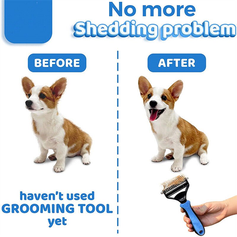 Professional Pet Grooming Brush - Deshedding Tool for Dogs and Cats Hair Removal & Lint Rollers Blue Deshedding Tool Dual-Sided Pet Brush Undercoat Rake PetLiveliest