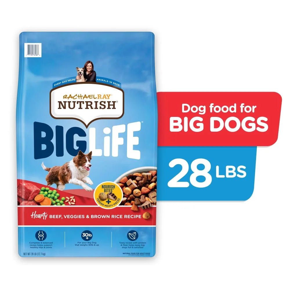 Rachael Ray Nutrish Big Life Large Breed Hearty Beef, Veggies & Brown Rice Recipe Dry Dog Food, 28-lb bag Dry Food Dog Feed Dry Food Free Shipping Hearty Beef Veggies & Brown Rice Recipe Rachael Ray Nutrish