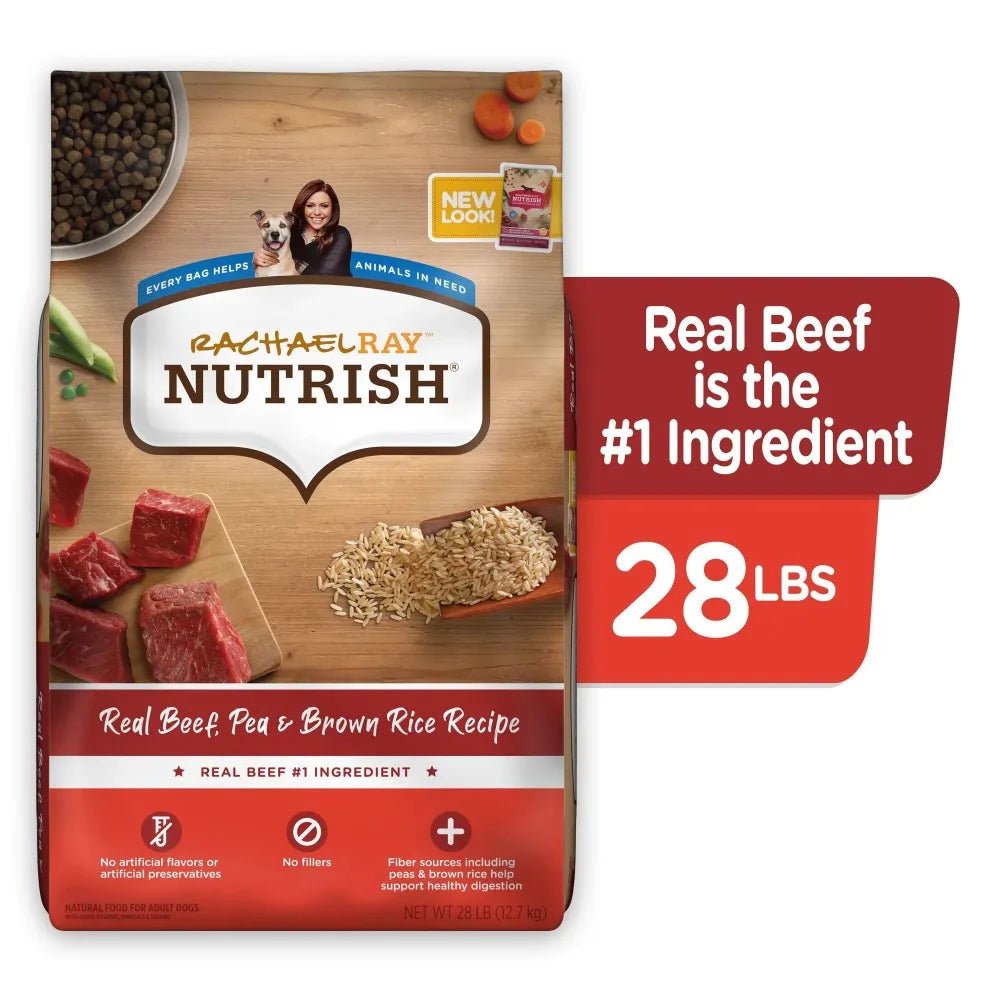 Rachael Ray Nutrish Real Beef, Pea, & Brown Rice Recipe Dry Dog Food, 28-lb bag Dry Food Beef Brown Rice Dry Food Free Shipping Pet Products Rachael Ray Nutrish