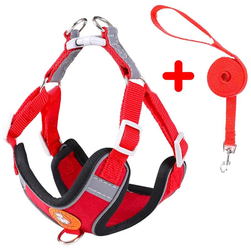 Reflective Breathable Dog Harness Set Red CHINA Harness & Leash Set Adjustable Breathable Leash Pet Safety Reflective PetLiveliest