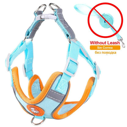 Reflective Breathable Dog Harness Set Blue No Leash CHINA Harness & Leash Set Adjustable Breathable Leash Pet Safety Reflective PetLiveliest