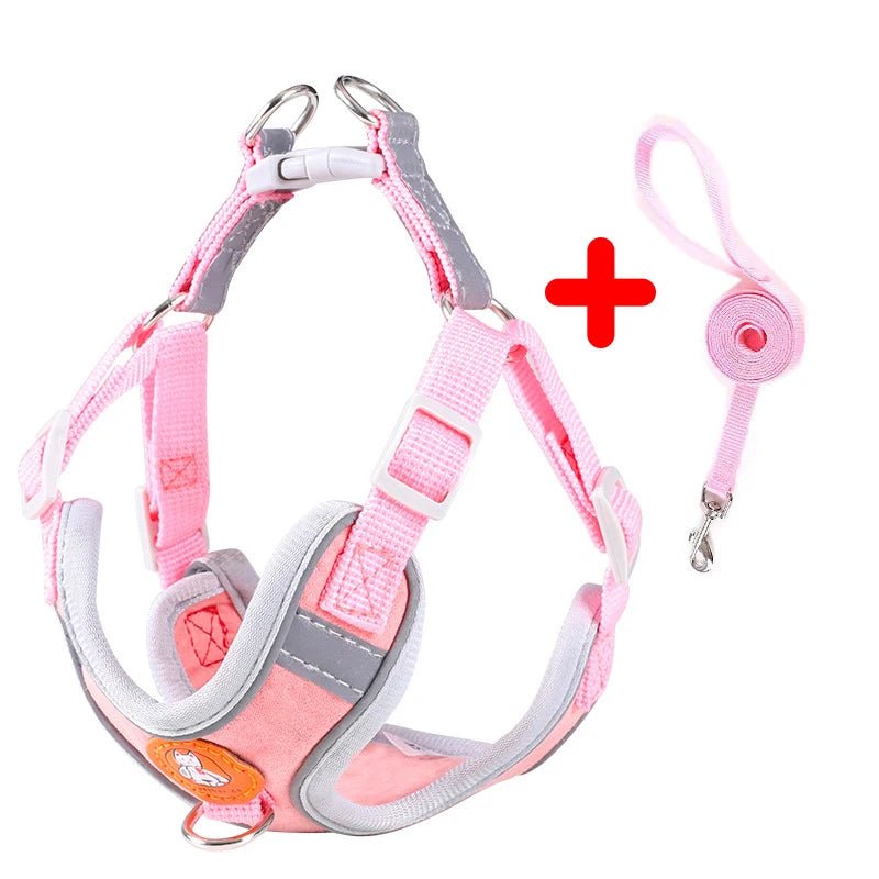 Reflective Breathable Dog Harness Set Pink CHINA Harness & Leash Set Adjustable Breathable Leash Pet Safety Reflective PetLiveliest