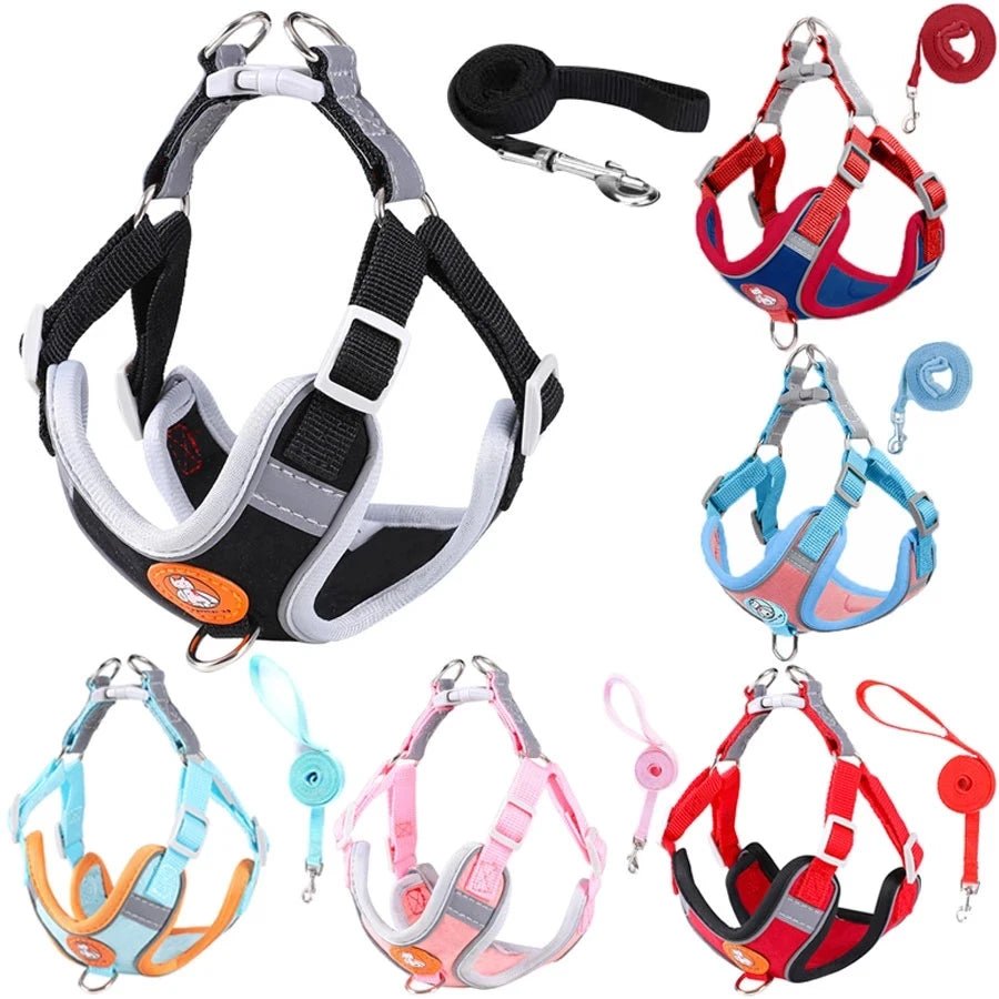 Reflective Breathable Dog Harness Set Harness & Leash Set Adjustable Breathable Leash Pet Safety Reflective PetLiveliest