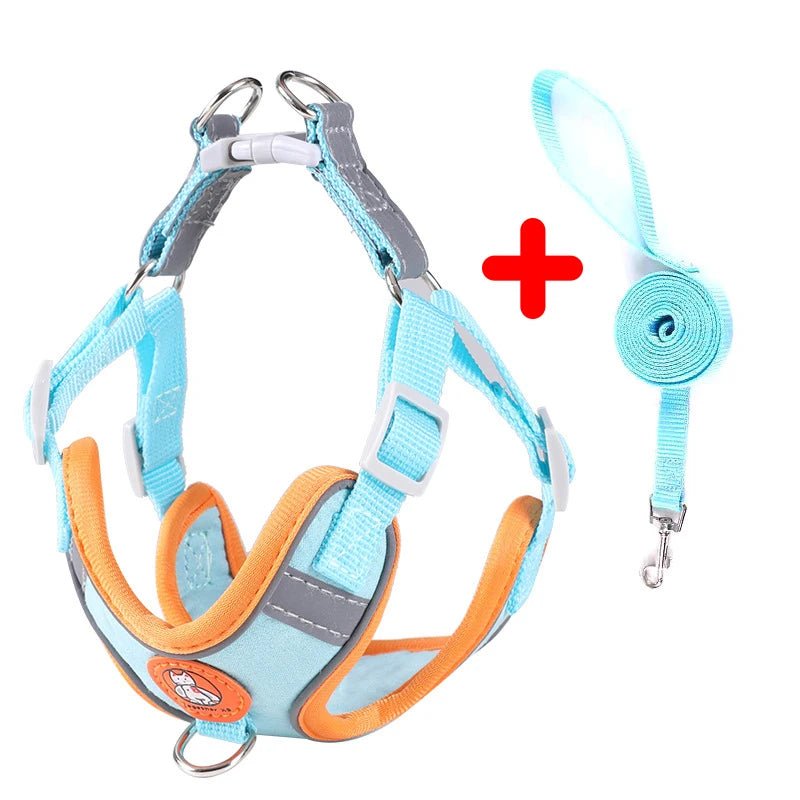 Reflective Breathable Dog Harness Set Blue CHINA Harness & Leash Set Adjustable Breathable Leash Pet Safety Reflective PetLiveliest