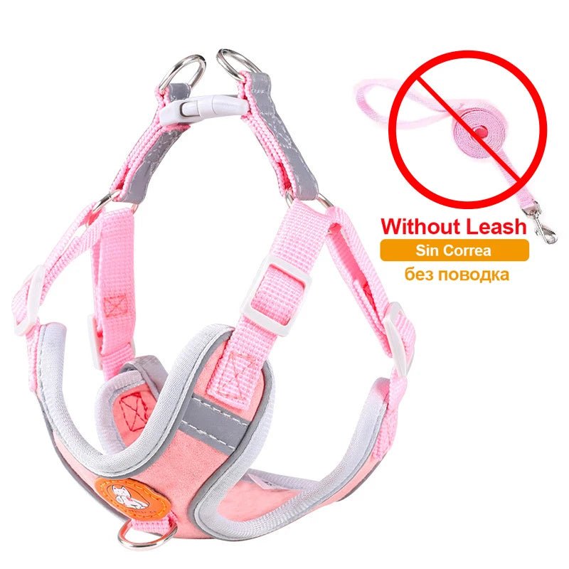 Reflective Breathable Dog Harness Set Pink No Leash CHINA Harness & Leash Set Adjustable Breathable Leash Pet Safety Reflective PetLiveliest