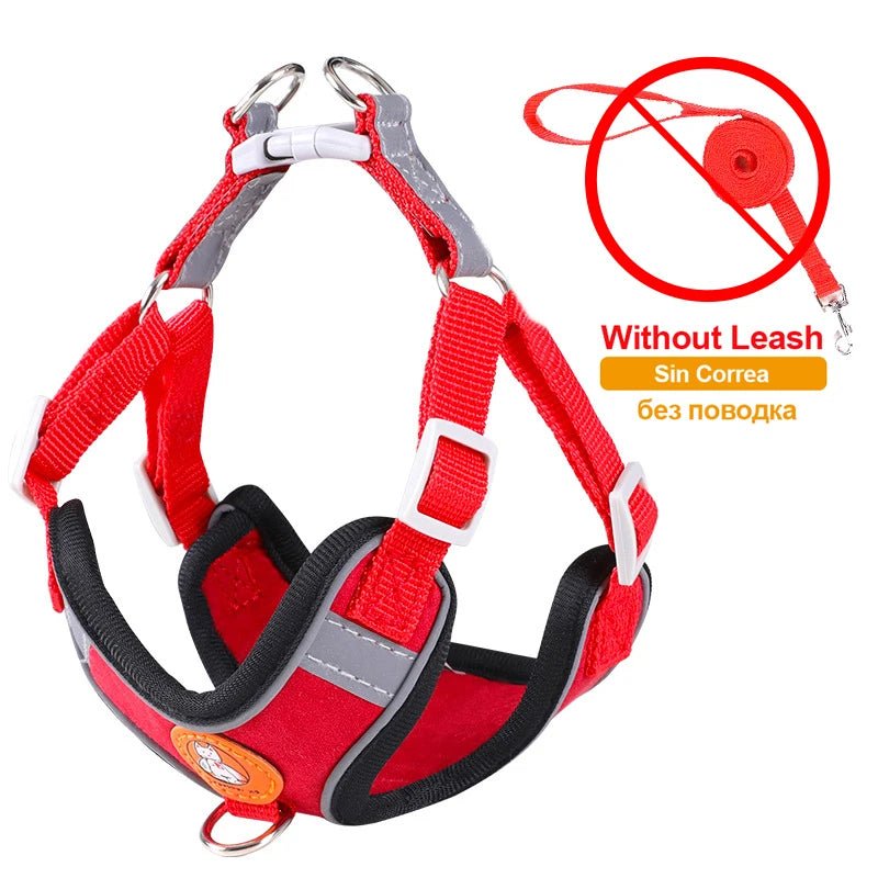 Reflective Breathable Dog Harness Set Red No Leash CHINA Harness & Leash Set Adjustable Breathable Leash Pet Safety Reflective PetLiveliest