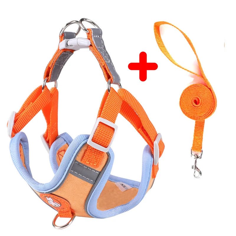 Reflective Breathable Dog Harness Set Orange CHINA Harness & Leash Set Adjustable Breathable Leash Pet Safety Reflective PetLiveliest