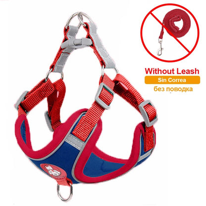 Reflective Breathable Dog Harness Set Red blue No Leash CHINA Harness & Leash Set Adjustable Breathable Leash Pet Safety Reflective PetLiveliest