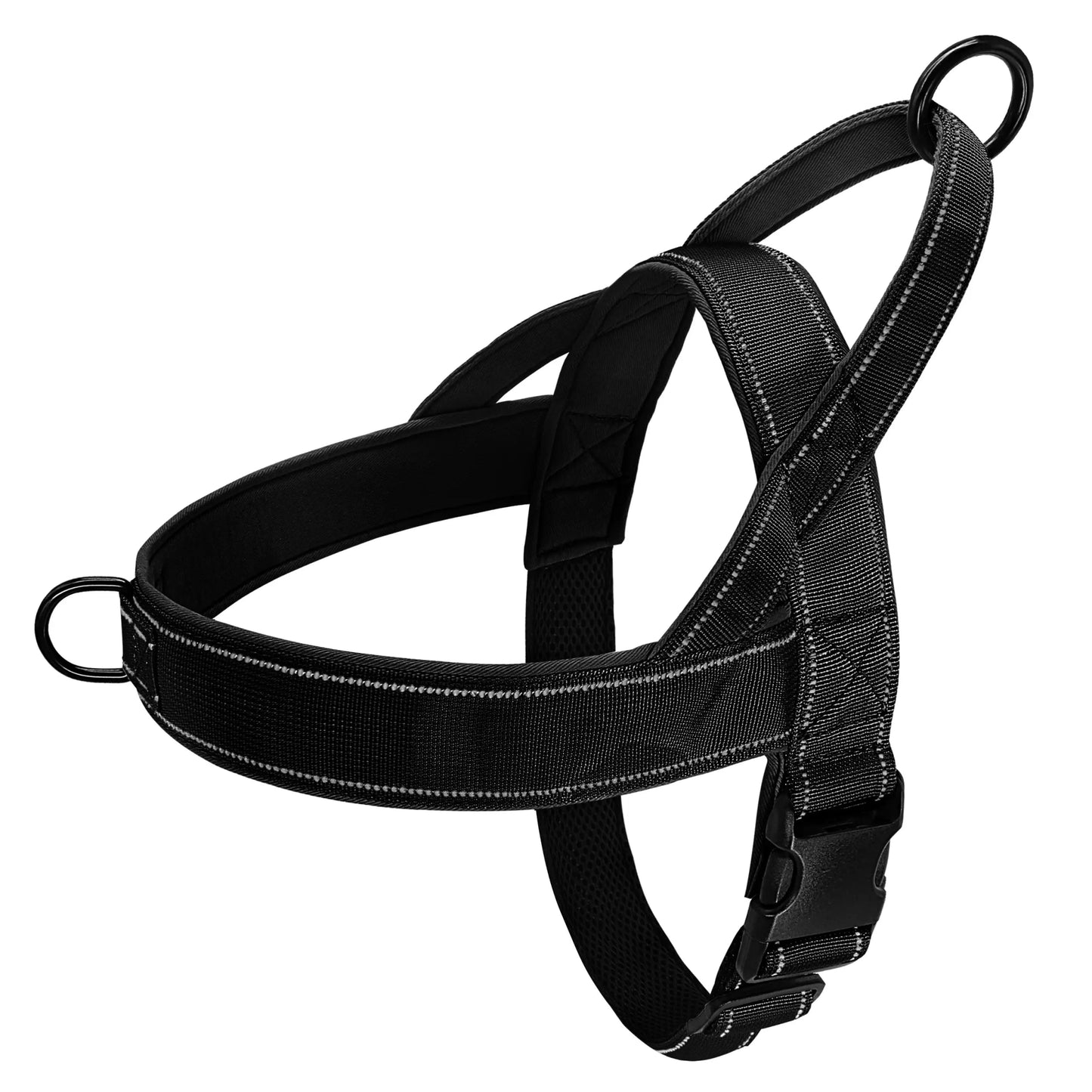 Reflective Dog Harness with Handle - No Pull Training black Harness 反光 可调节 尼龙 耐用 透气 PetLiveliest