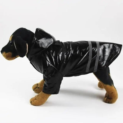 Reflective Strip Hooded Dog Raincoat black Coats & Jackets Dog Clothes Hooded Raincoats Outdoor Reflective Strip Waterproof Jackets PetLiveliest