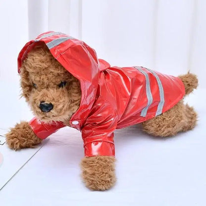 Reflective Strip Hooded Dog Raincoat Red Coats & Jackets Dog Clothes Hooded Raincoats Outdoor Reflective Strip Waterproof Jackets PetLiveliest