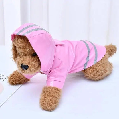 Reflective Strip Hooded Dog Raincoat Pink Coats & Jackets Dog Clothes Hooded Raincoats Outdoor Reflective Strip Waterproof Jackets PetLiveliest