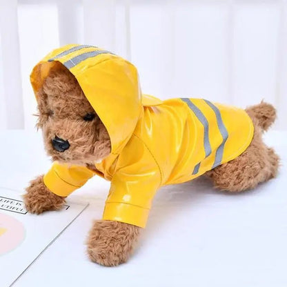 Reflective Strip Hooded Dog Raincoat Yellow Coats & Jackets Dog Clothes Hooded Raincoats Outdoor Reflective Strip Waterproof Jackets PetLiveliest