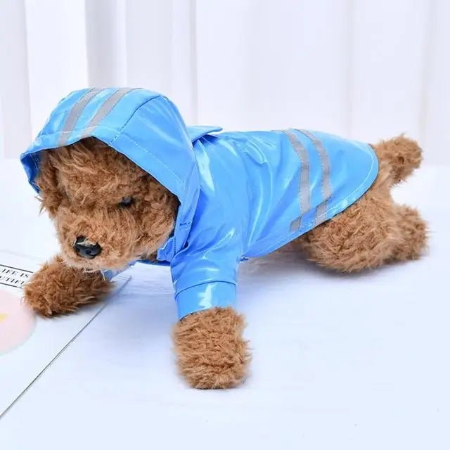 Reflective Strip Hooded Dog Raincoat Blue Coats & Jackets Dog Clothes Hooded Raincoats Outdoor Reflective Strip Waterproof Jackets PetLiveliest