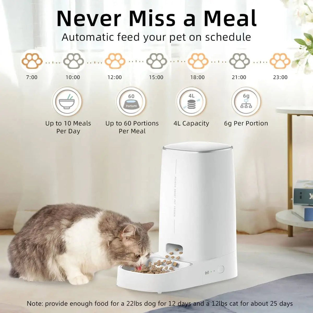 ROJECO Automatic Pet Feeder WiFi Version - 4L Capacity - PetLiveliest - PetLiveliest - 4L capacity - automatic - cat feeder